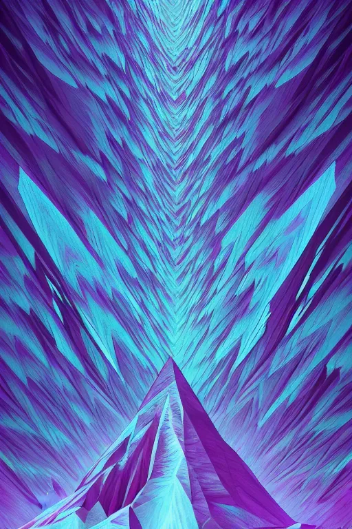 Prompt: digital matte fantasy dreamy mountain scape dark tones snow, cyber glitch, geometrieva, futuristic, artstation, behance, 8 k by alex grey