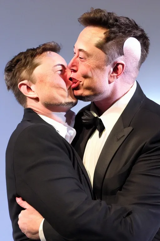 Image similar to elon musk kissing jeff besos