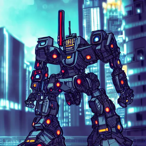 Image similar to mecha version of the tinman, danguiz, cyberpunk city street background