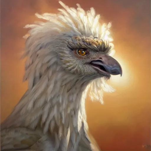 Image similar to a realistic oil painting portrait of a griffon, highly detailed, trending on artstation, by james gurney and michael whelan