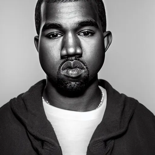 Prompt: the face of young kanye west at 1 4 years old, portrait by julia cameron, chiaroscuro lighting, shallow depth of field, 8 0 mm, f 1. 8