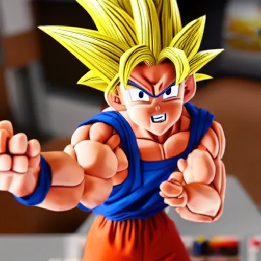 Image similar to goku working at mcdonald's, 3 d render, 4 k.