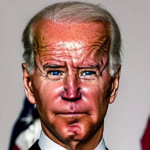 Image similar to joe biden frowning, swollen face, bruised, purple and green bruises, red swollen boils, painful, detailed, up close, medical photo, / r / medizzy