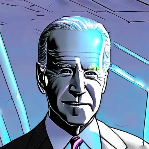 Prompt: joe biden as a cyborg cybernetic necromancer magic realism fantasy realm sci - fi