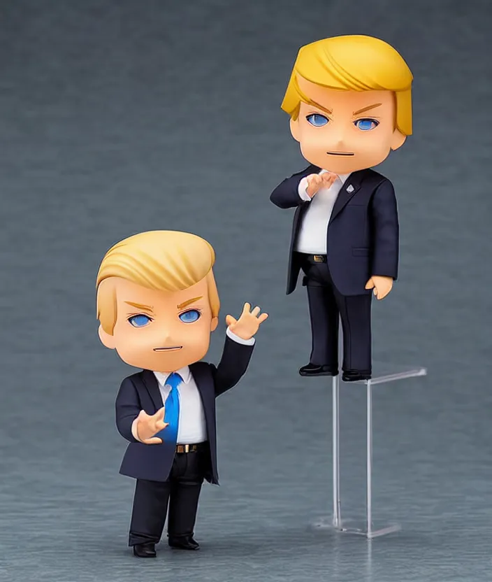 Prompt: singular donald trump nendoroid, well - designed, proportional, realistic lighting