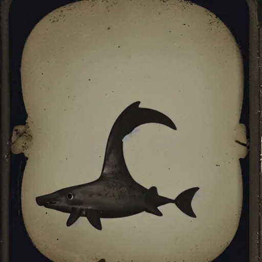 Image similar to underwater tintype ghost riding a shark