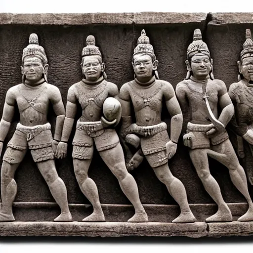 Prompt: angkor bas relief nfl players