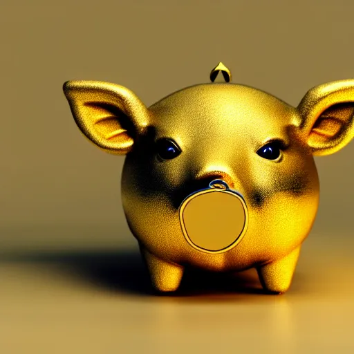 Image similar to cute gold pig symbol with a coin in it's mouth : : ornate, dynamic, particulate, intricate, elegant, highly detailed, centered, artstation, smooth, sharp focus, octane render, 3 d