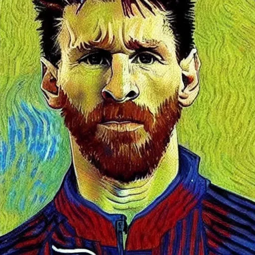 Image similar to lionel messi art by van gogh