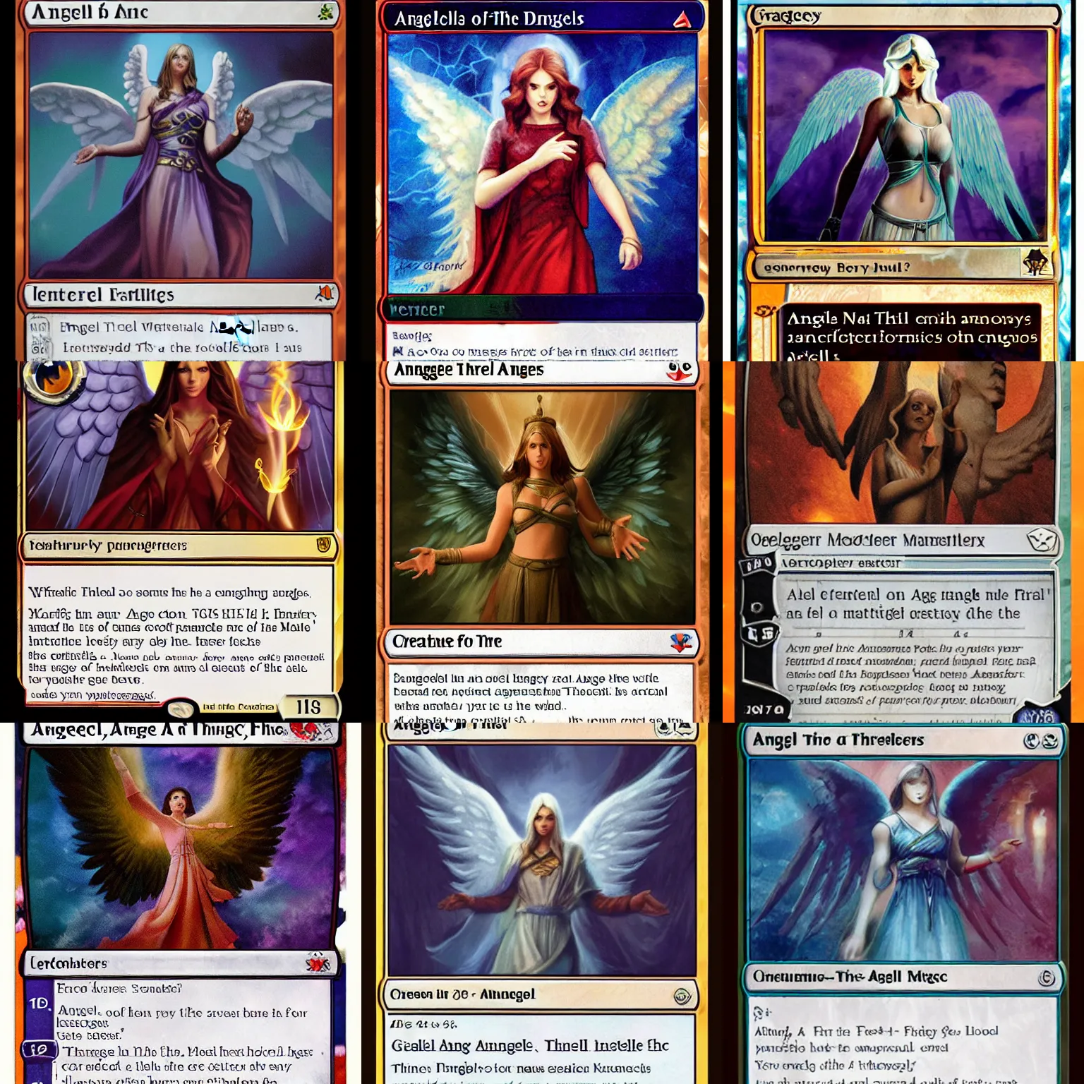 Prompt: angel of three - fold mysteries, a magic : the gathering card