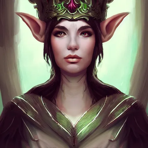 Prompt: portrait of a elf queen, digital art, artstation, concept art