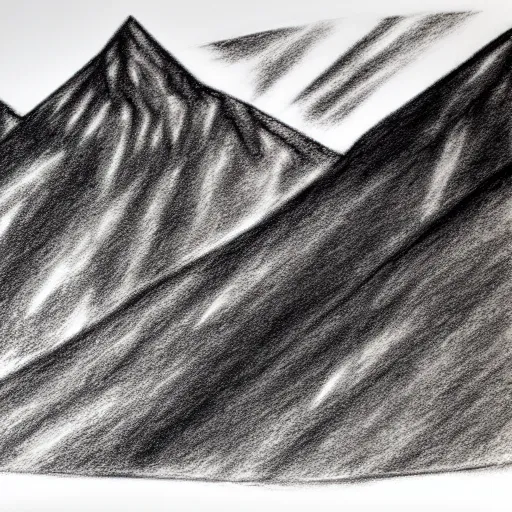 Image similar to charcoal pencil sketch of mountains, lower third, high contrast, black and white