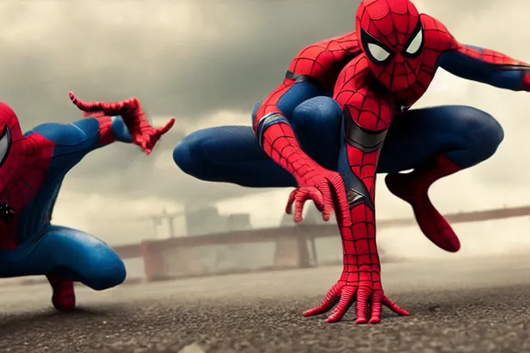 Prompt: Spider-Man fighting vicious Venom live action fight scene by Emmanuel Lubezki