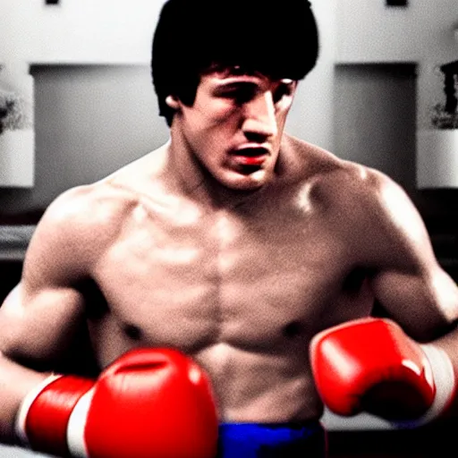 Prompt: rocky balboa playing playstation