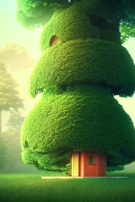 Prompt: the tree is a house, studio ghibli, octane render, 4 k