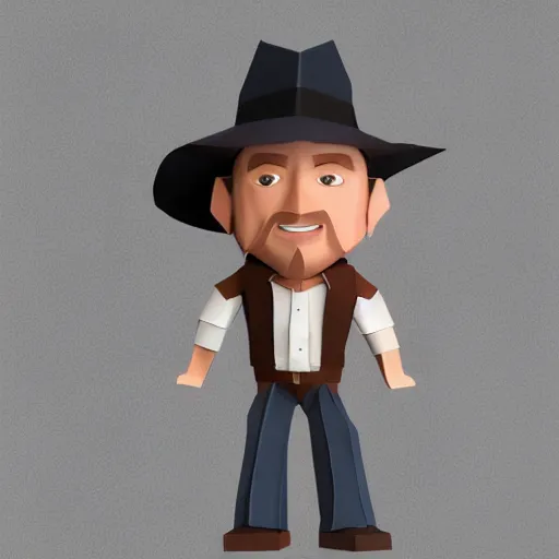 Prompt: realistic full body of indiana jones with hat made of origami, 3 dimentional, details, intricate details, Origami Studio 3 design, Toon Boom render