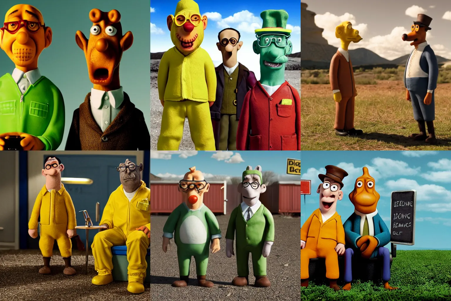 Prompt: Wallace and Grommit meet breaking bad bad, Production still, 4k detailed