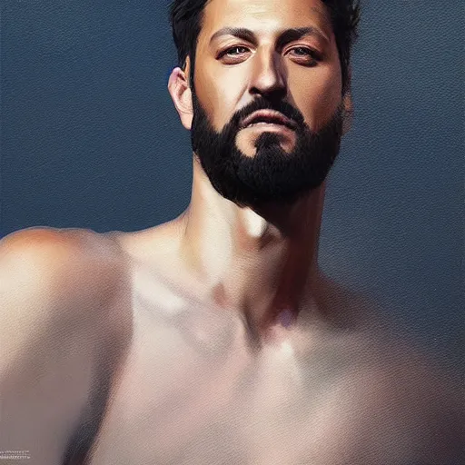 Image similar to portrait of maksim chmerkovskiy by greg rutkowski, young, attractive, highly detailed portrait, scifi, digital painting, artstation, concept art, smooth, sharp foccus ilustration, artstation hq