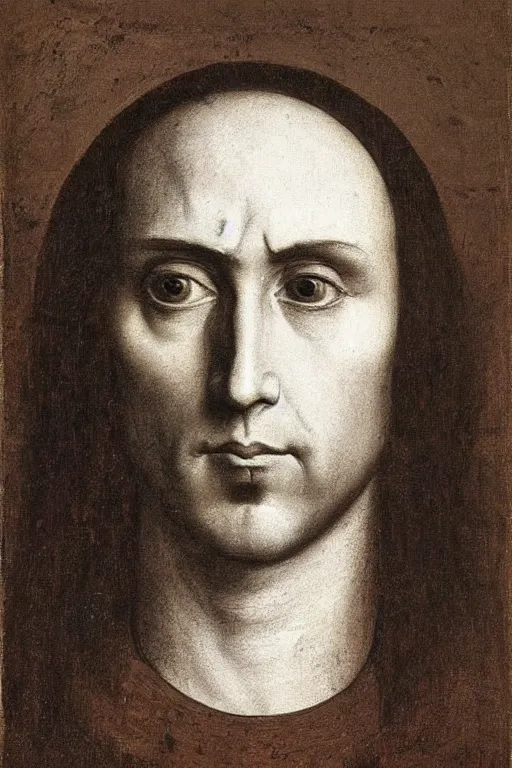 Prompt: Portrait of Nicholas Cage by Leonardo da Vinci