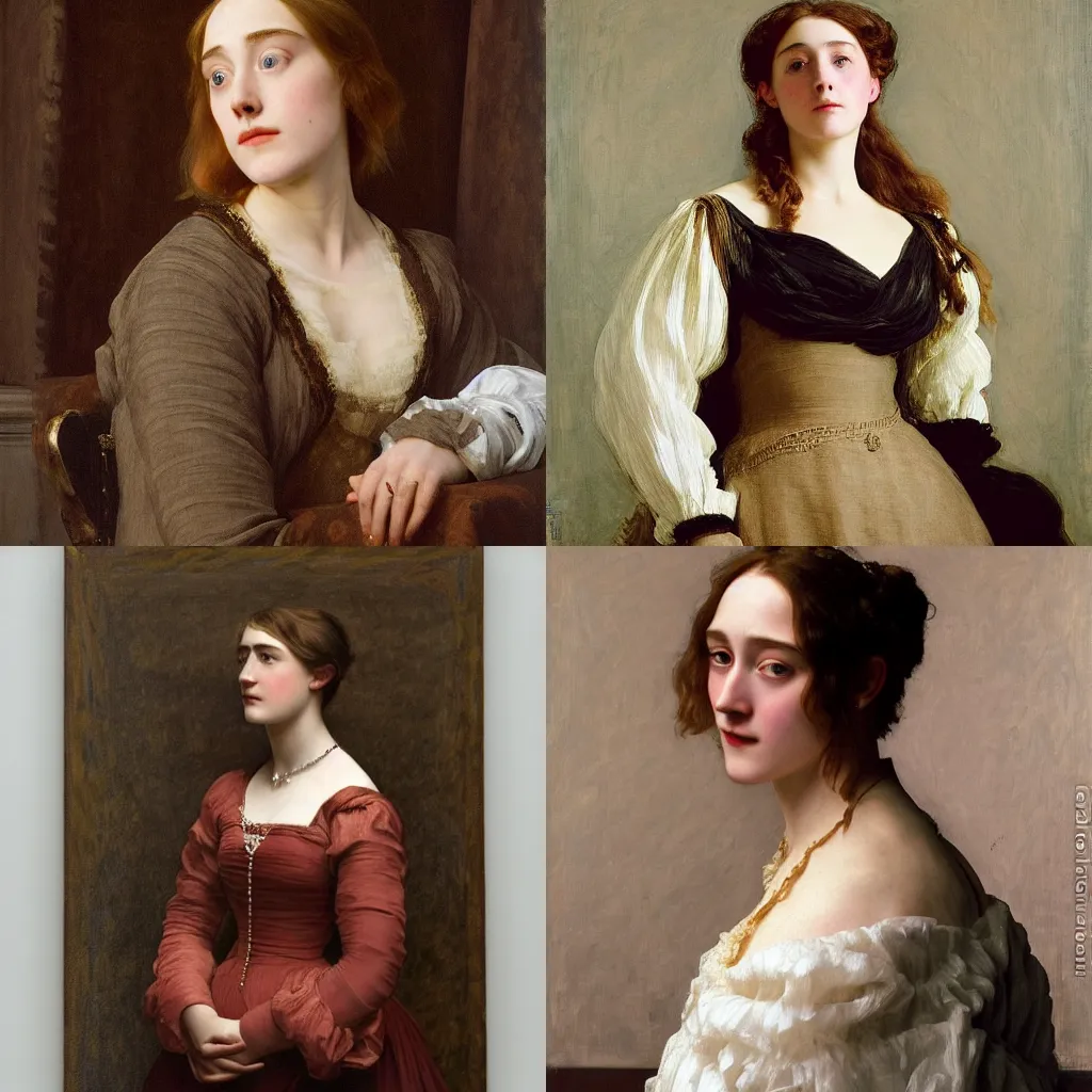 Prompt: a true-to-life portrait of Saoirse Ronan painted by Frederic Leighton