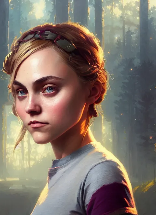 Image similar to highly detailed portrait of annasophia robb in gta v, stephen bliss, unreal engine, fantasy art by greg rutkowski, loish, rhads, ferdinand knab, makoto shinkai and lois van baarle, ilya kuvshinov, rossdraws, tom bagshaw, global illumination, radiant light, detailed and intricate environment