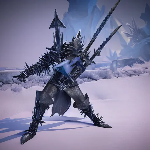 Prompt: ice spikes are summoned from the ground by magic, impalement knights by ice spikes, octane render, unreal engine