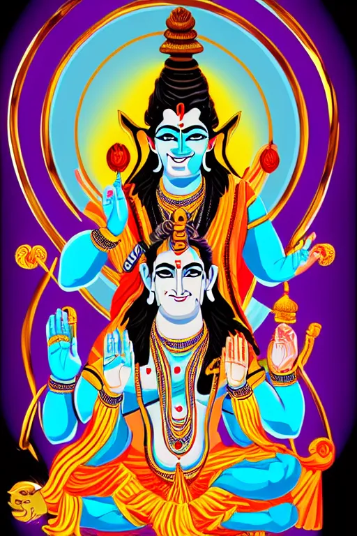 Prompt: vector india god shiva ganesh colorful stylized photoshop sweet painting