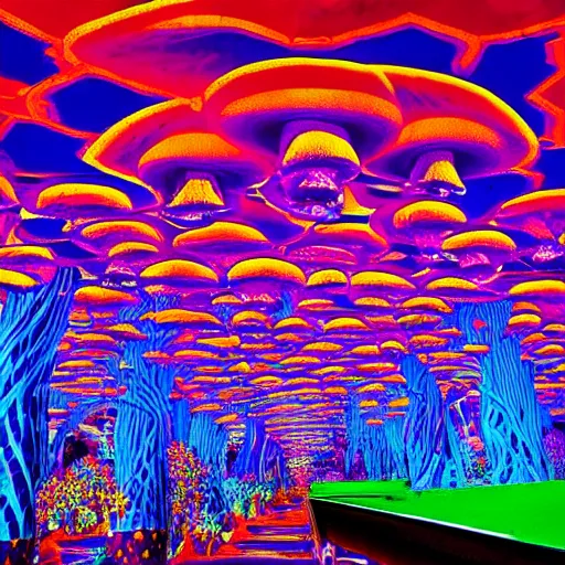 Image similar to tripping on Psychedelic Mushrooms in Las Vegas