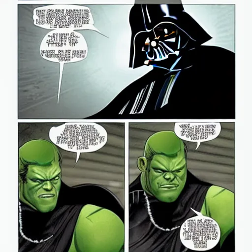 Prompt: darth vader vs hulk