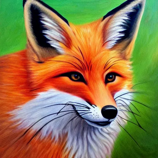 Image similar to a painting of a half cat half fox