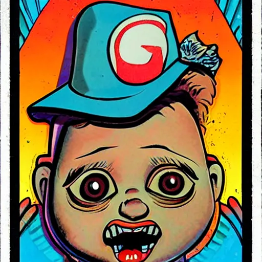 Image similar to a Garbage Pail Kids card Art Spiegelman art