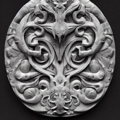 Prompt: stone number zero sculpted with floral motifs by bernini trending on artstation