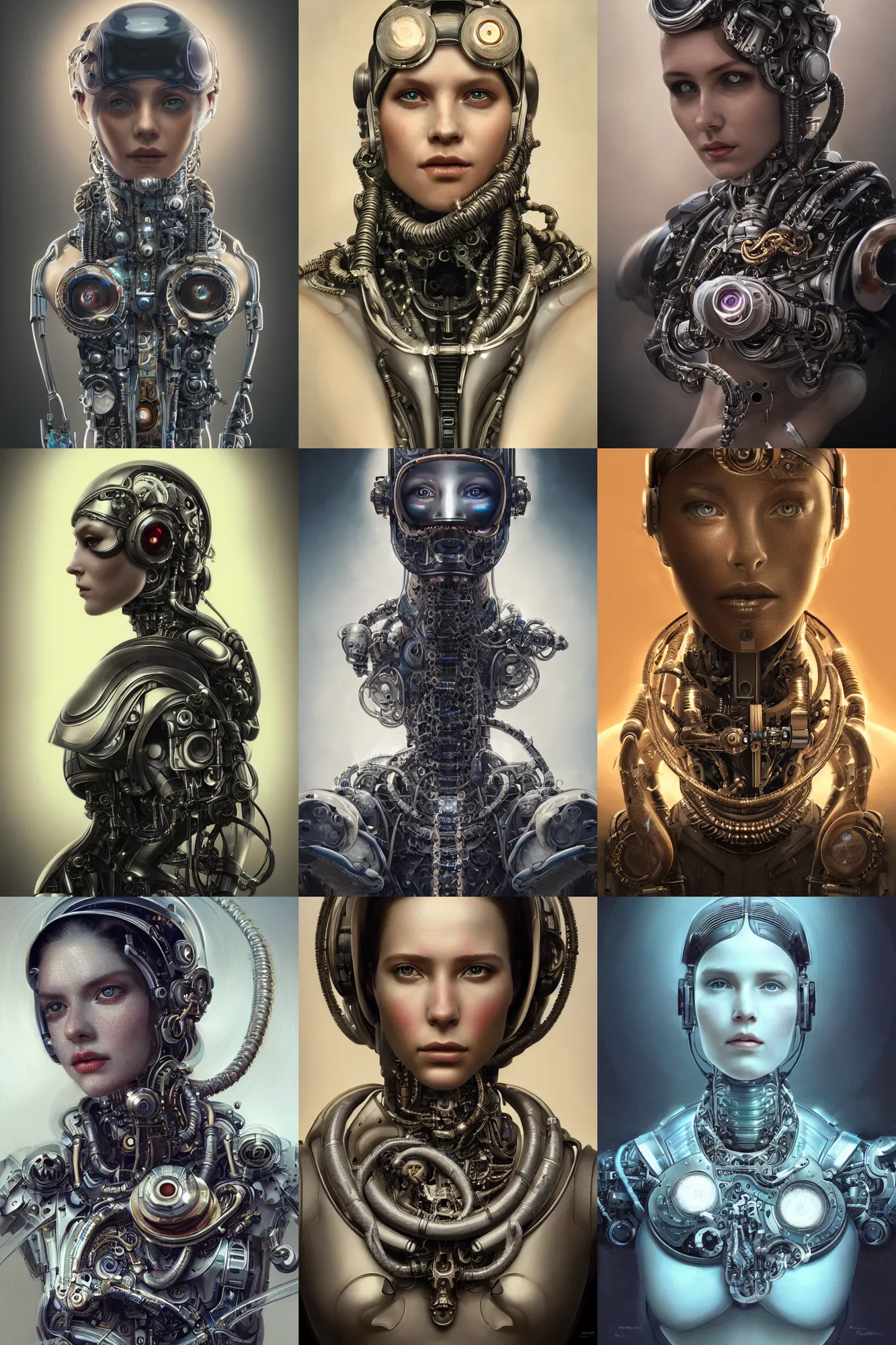 Prompt: a beautiful ultra detailed fine art portrait of a futuristic mechanical cybernetic cyborg with a python coiled around her neck, by tom bagshaw and anna dittman, studio lighting, golden ratio composition, 3 5 mm lens, cybernetic scifi, deep depth of field, artstation, 8 k