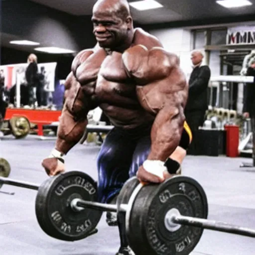 Prompt: Ronnie Coleman deadlifting 800 pounds