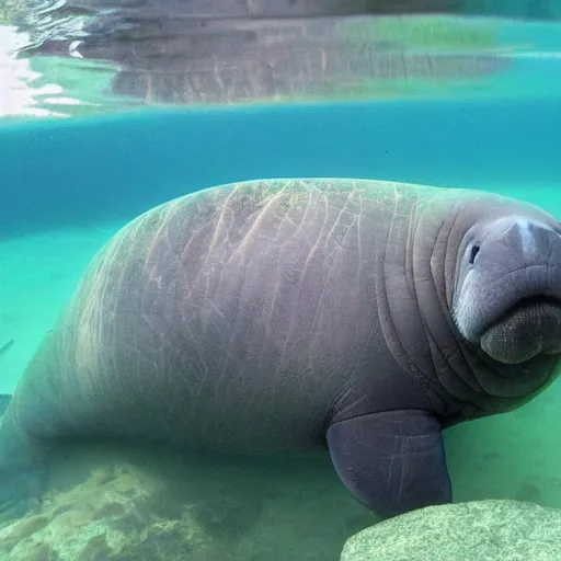 Prompt: a manatee looking at itself in the mirror n - 4