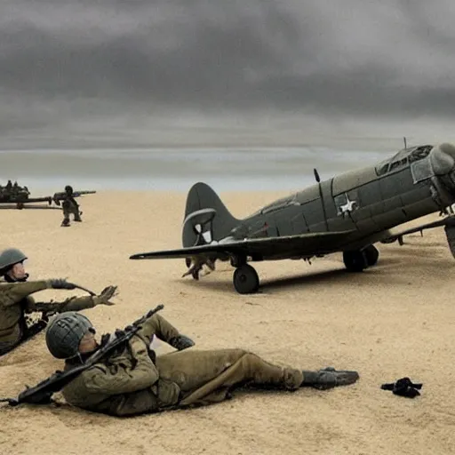 Image similar to normandy landing in the style of saving private ryan