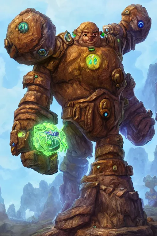 Image similar to zelda fantasy art giant golem troll wood rock greeble gemstone, global illumination ray tracing hdr fanart arstation by sung choi and eric pfeiffer and gabriel garza and casper konefal