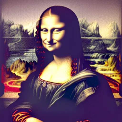 Image similar to cat face on mona lisa painting