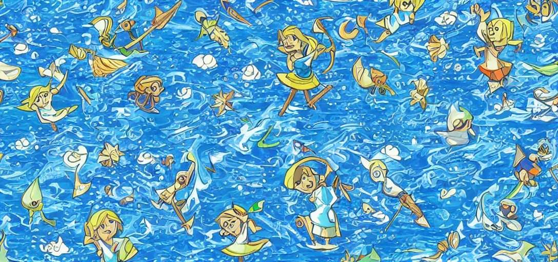 Image similar to pattern of water from wind waker, summer vibes