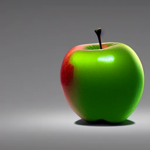 Prompt: a red apple with a green leaf on top of it, a raytraced image by Gabriel Dawe, cgsociety, optical illusion, ray tracing, angular, irridescent