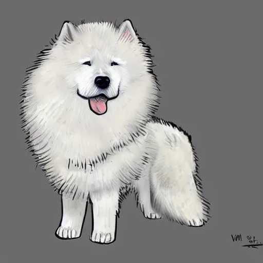 Image similar to a samoyed by vincent van gogh, digital art, trending on artstation