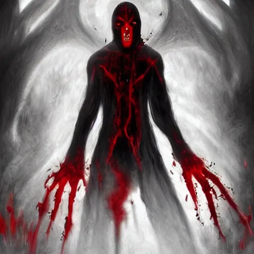 Prompt: a demonic vampire with red glowing eyes, artstation hall of fame gallery, editors choice, #1 digital painting of all time, most beautiful image ever created, emotionally evocative, greatest art ever made, lifetime achievement magnum opus masterpiece, the most amazing breathtaking image with the deepest message ever painted, a thing of beauty beyond imagination or words