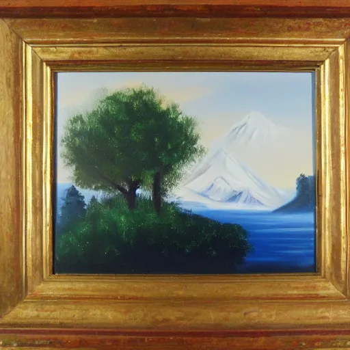 Image similar to landscape, oil on canvas, by bob ross