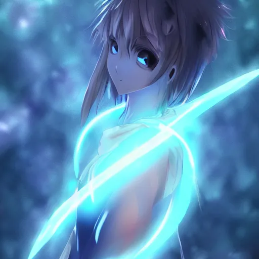 Image similar to a human with a glowing aura, mist