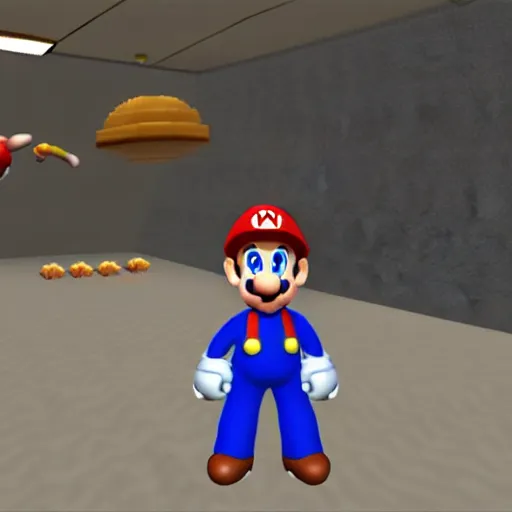 Prompt: mark zuckerberg as a character in super mario 64, in game footage