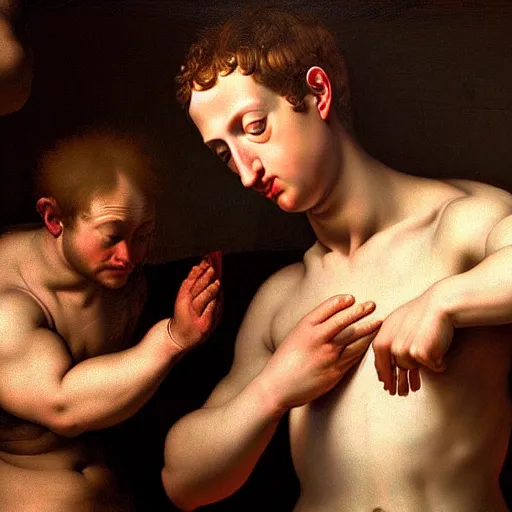 Prompt: Mark Zuckerberg being stoned to death, baroque painting, beautiful detailed intricate insanely detailed 8K artistic photography, photorealistic, chiaroscuro, Raphael, Caravaggio