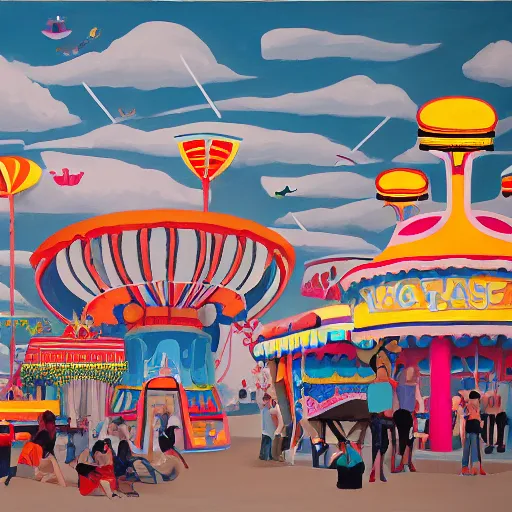 Image similar to painting of a funfair, by rik oostenbroek, james jean, amy sol