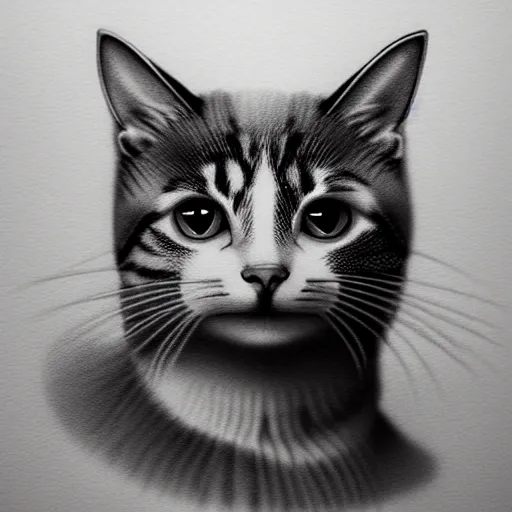 Prompt: sketch of a cute cat, sharp focus, trending on artstation, cinematic lighting, hyper realism, 8 k, hyper detailed, vivid, ultra detailed, highly detailed