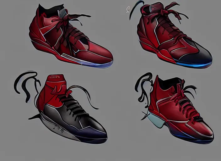 Image similar to basketball sneakers concept of thor, trending on artstation, smooth, sharp focus
