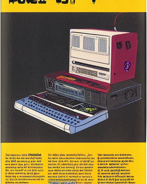 Prompt: full - color 1 9 8 3 magazine advertisement for a retro - futuristic computer that uses nerves as power. cassette - futurism ; cassette - punk ; retrofuturism.